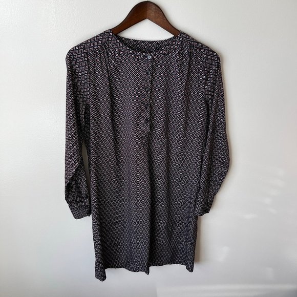 LOFT Petite Shirt Dress with Navy / Burgundy Pattern - Picture 6 of 11